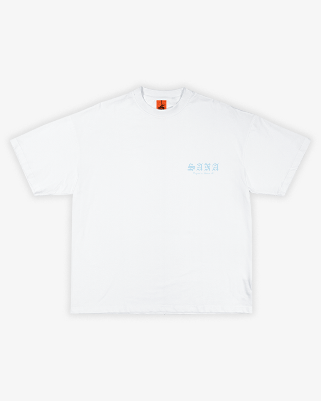 SANA TEE - WHITE/SKY BLUE