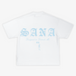SANA TEE - WHITE/SKY BLUE