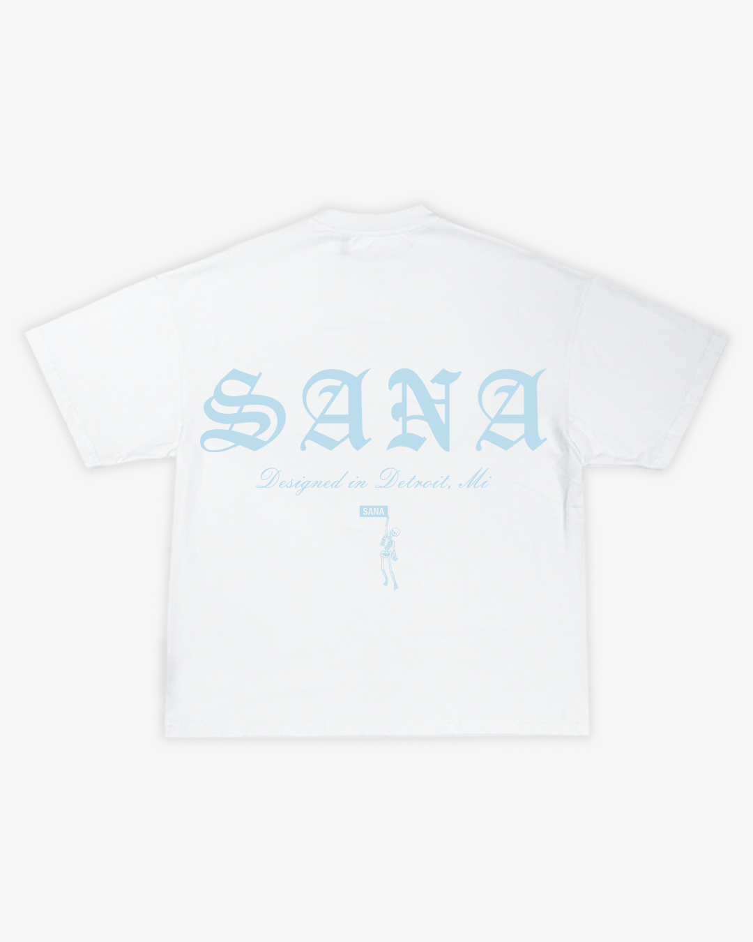 SANA TEE - WHITE/SKY BLUE