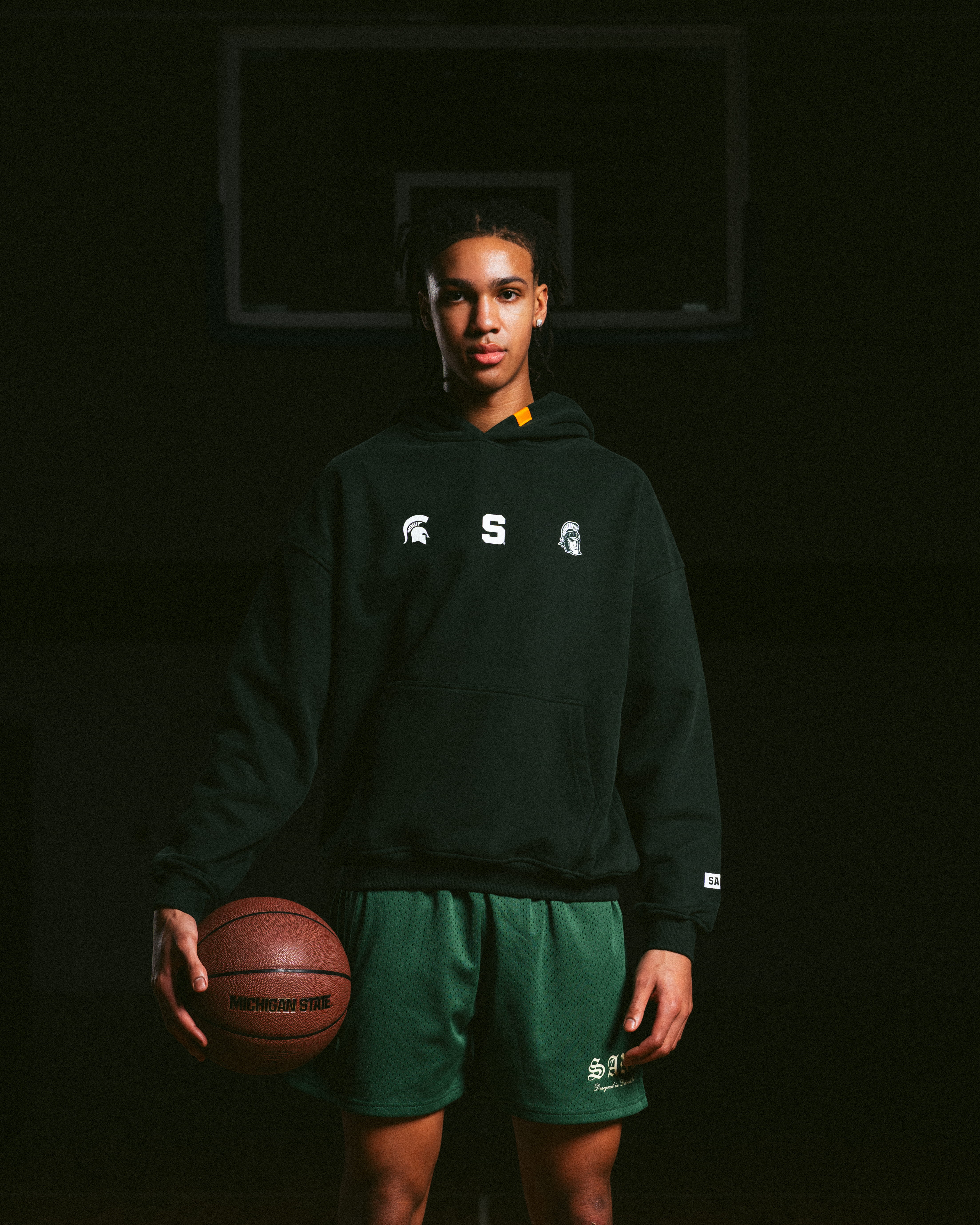 MICHIGAN STATE EMBROIDERED HOODIE V2 - GREEN – SANA