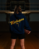 MICHIGAN EMBROIDERED CORE HOODIE - NAVY