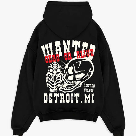 WANTED SKULL HOODIE - OFF BLACK