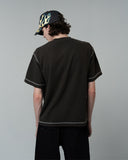 WASHED WAFFLE TEE - CHARCOAL