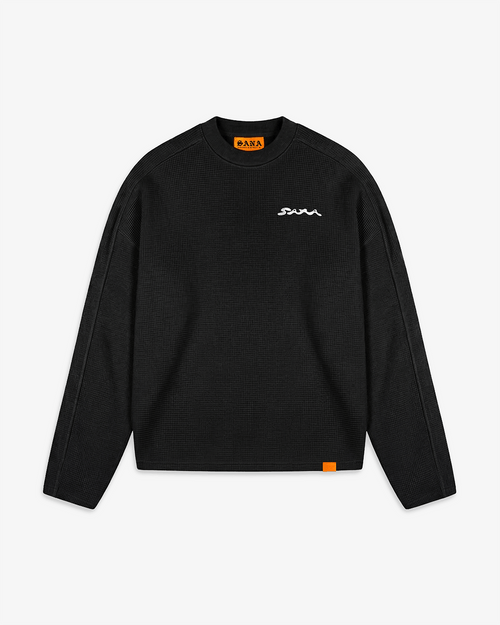 CORE WAFFLE KNIT LS - BLACK