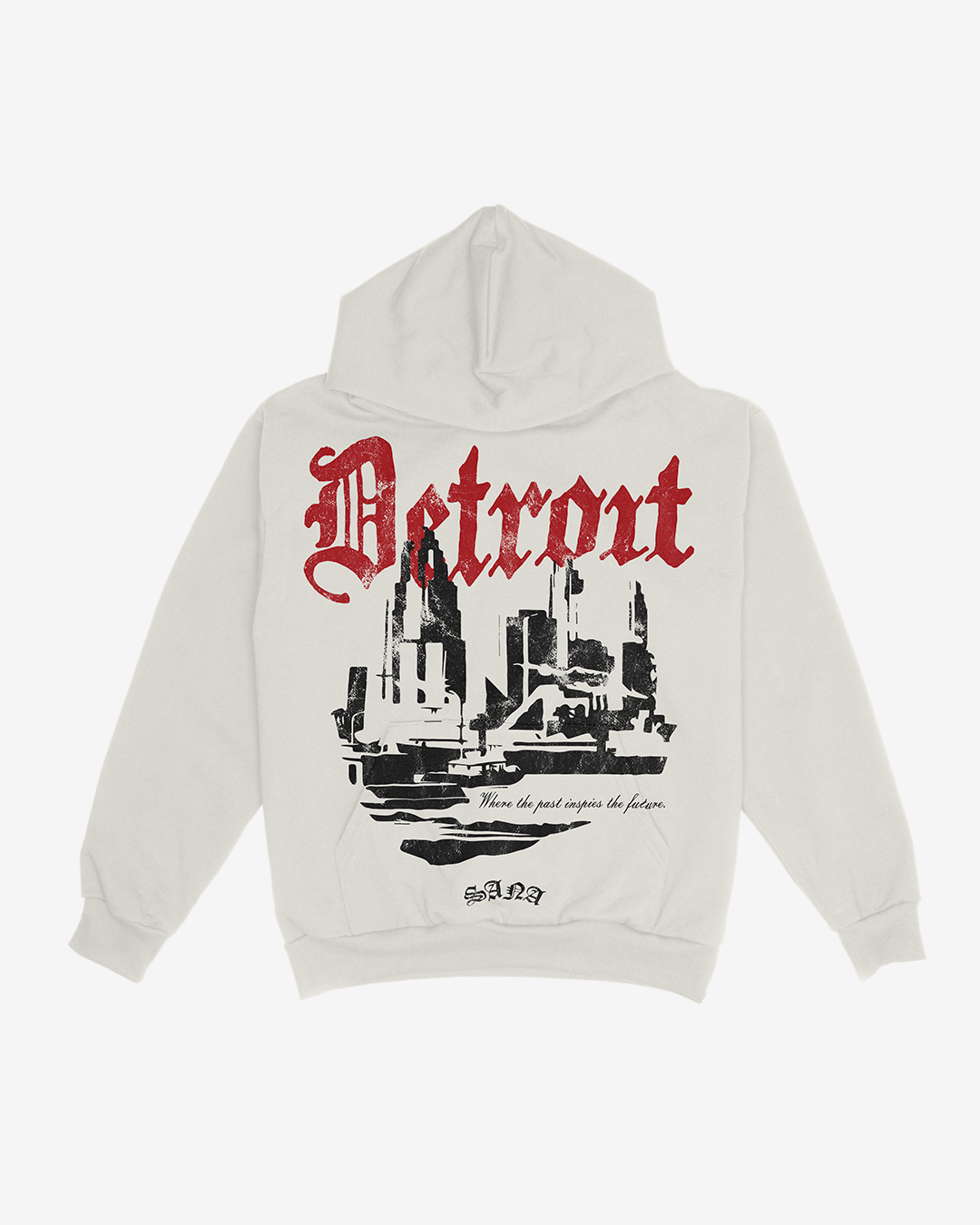 DISTRESSED 3D DETROIT HOODIE - CEMENT