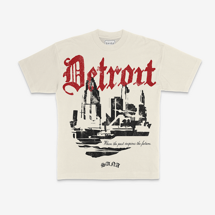 DISTRESSED 3D DETROIT TEE - CREAM