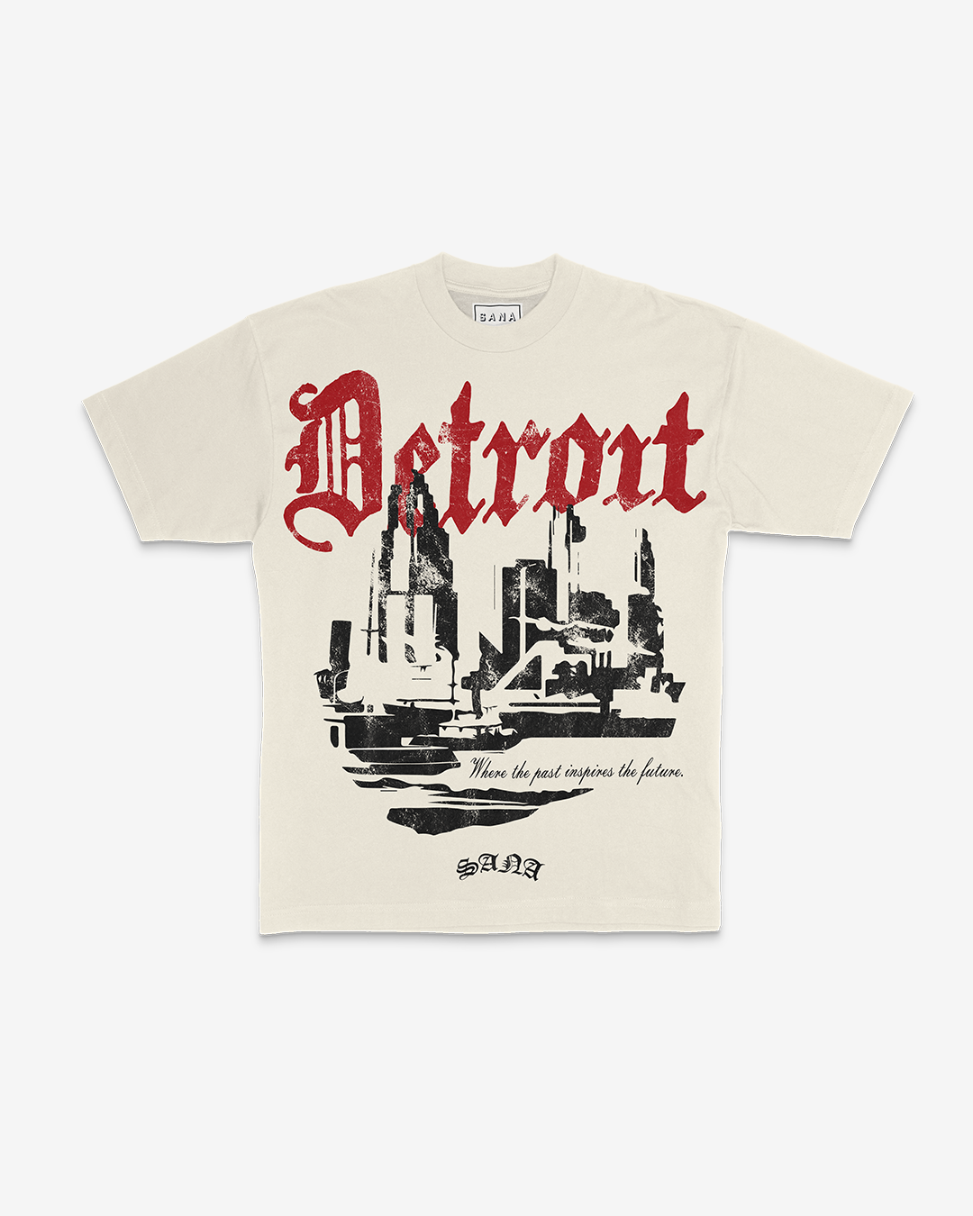 DISTRESSED 3D DETROIT TEE - CREAM